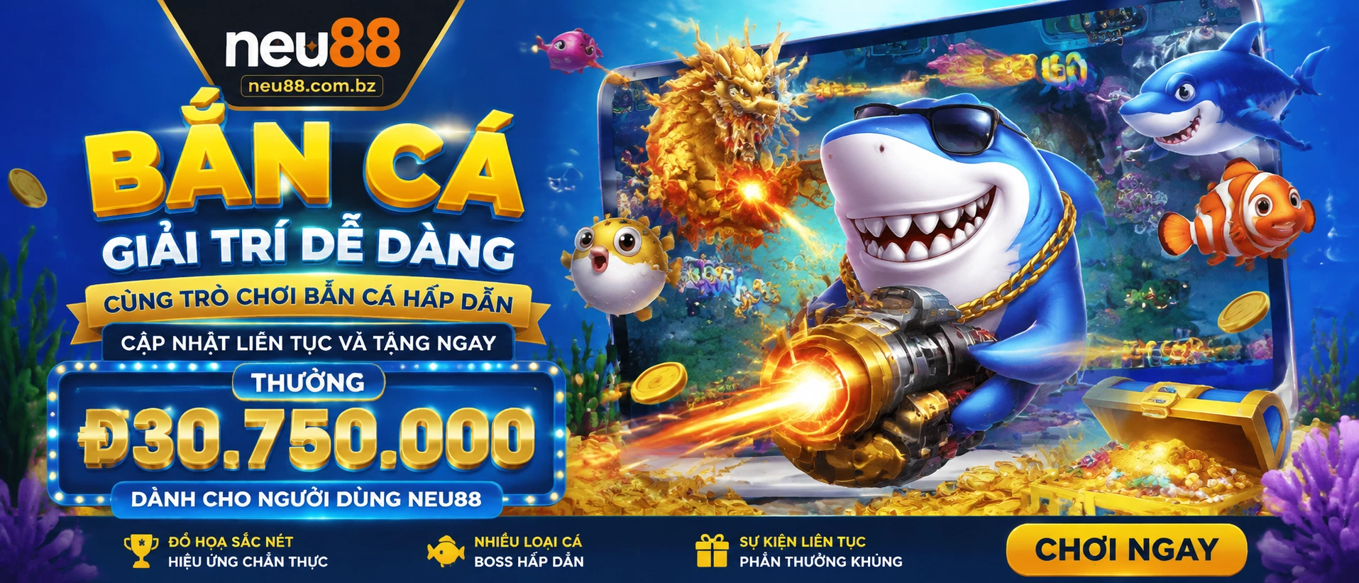 Bắn Cá Đại Dương 3D trên nền đại dương