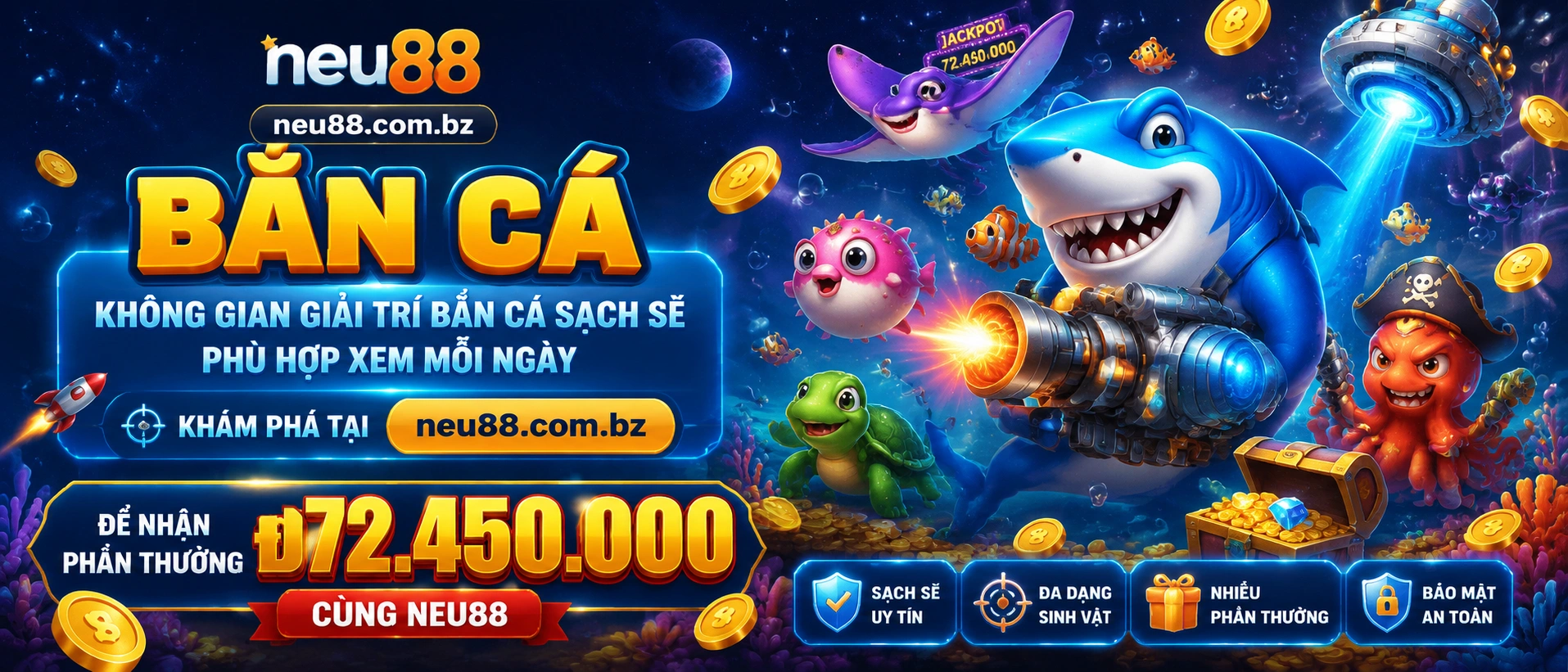 Bắn Cá Jackpot với giao diện phòng chơi nổi bật